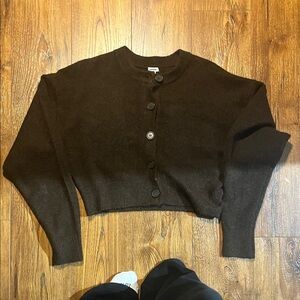 Garage Dark Brown Cropped Cardigan